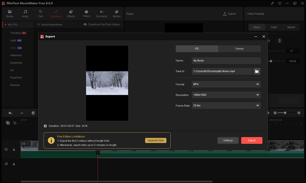 Export the video to your computer with MiniTool MovieMaker