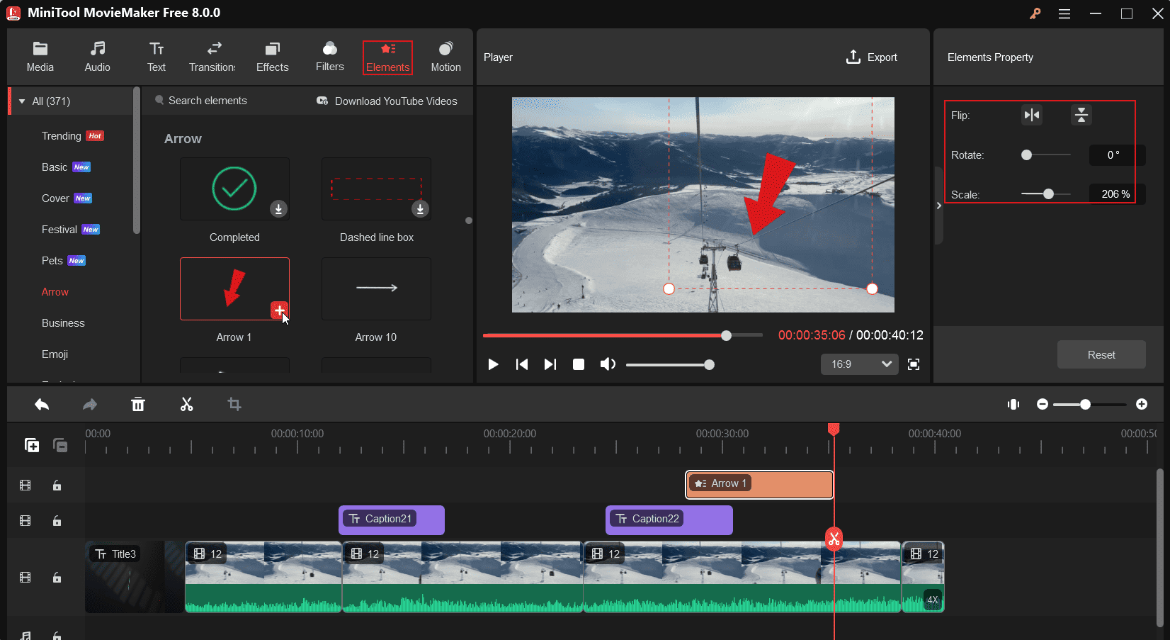 Add a sticker to the video in MiniTool MovieMaker