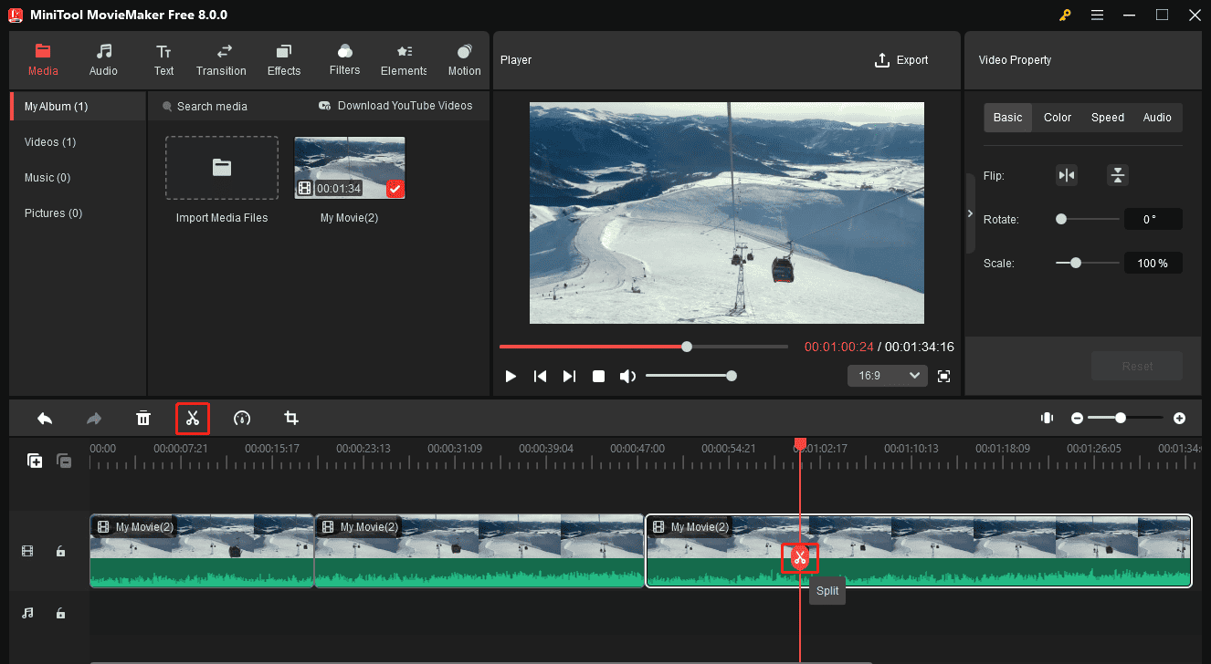 Split a video in MiniTool MovieMaker