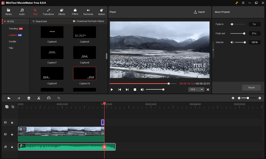 Edit the video and audio in MiniTool MovieMaker