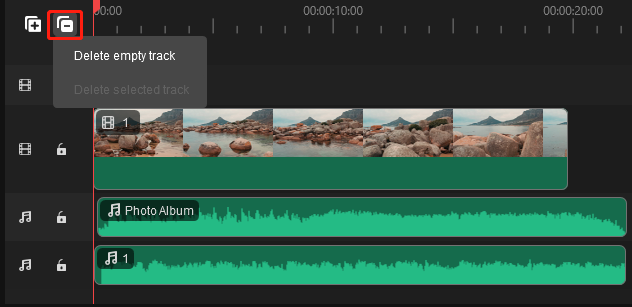 Select Delete empty tracks to delete all empty tracks in MiniTool MovieMaker 8.0
