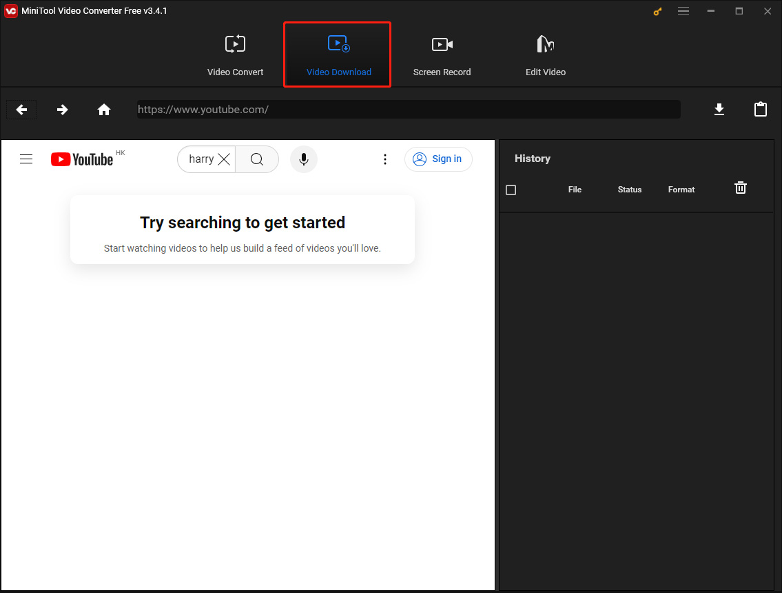 clique na opção Download de vídeo para entrar em uma nova interface