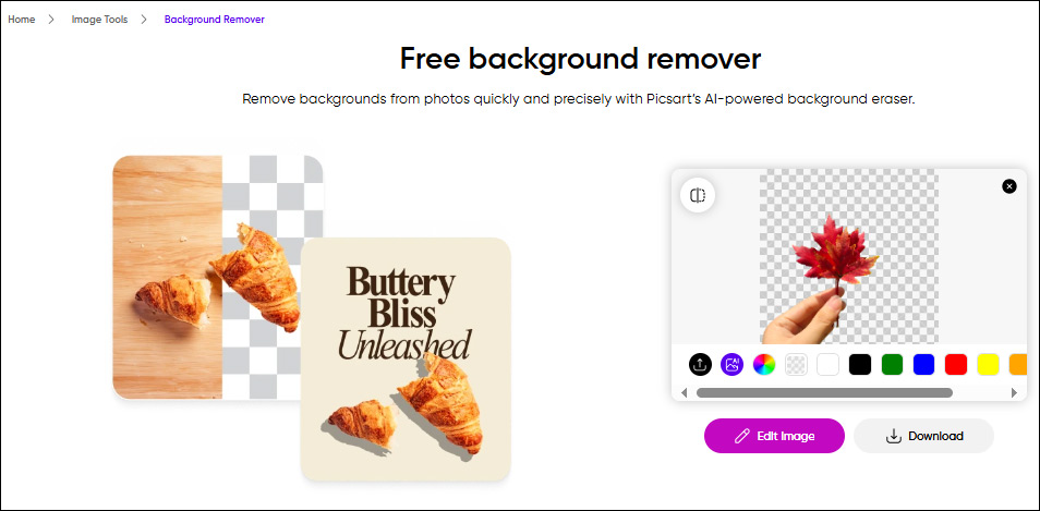 Remove the background of the image in Picsart