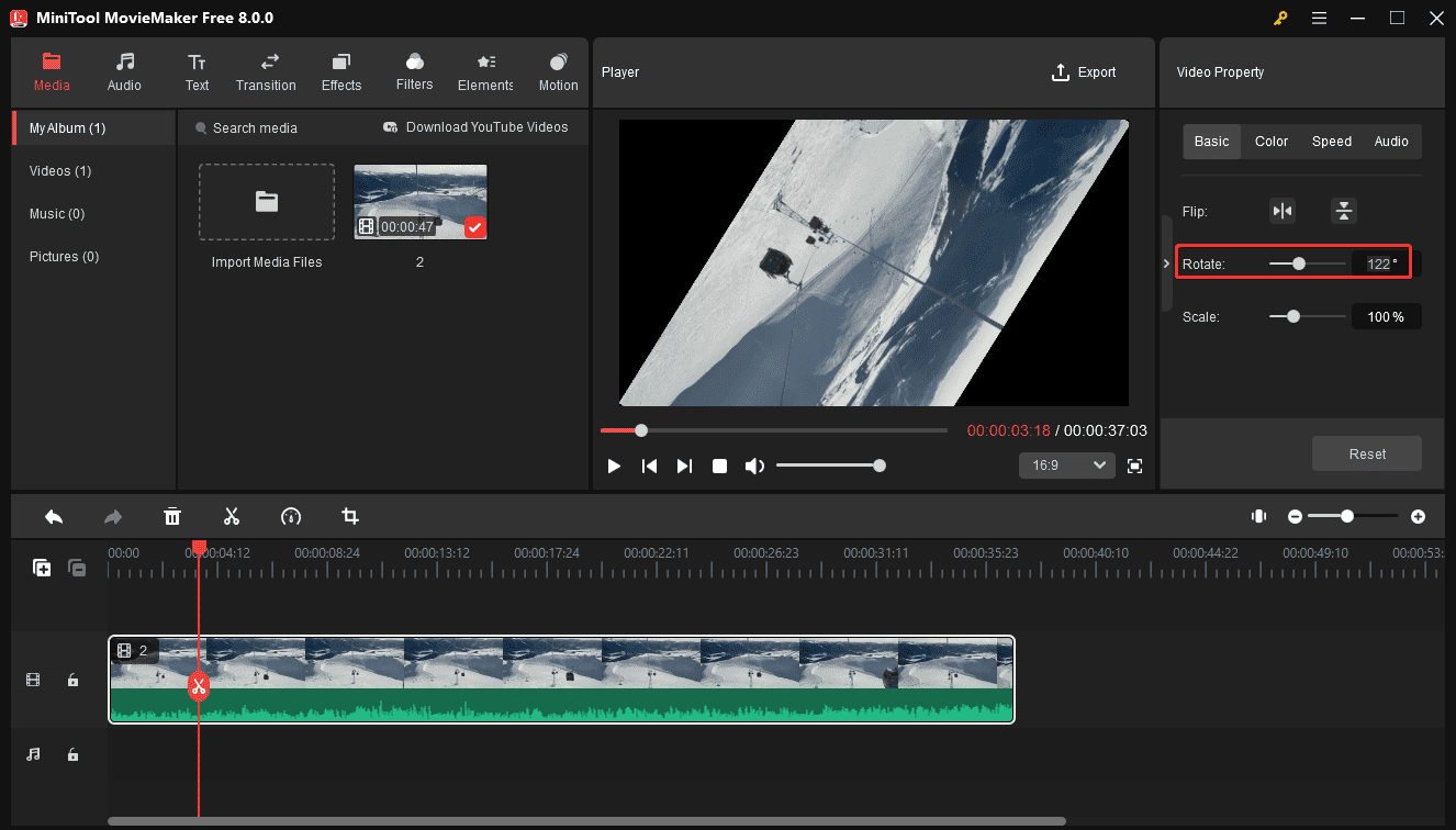 Rotate a WMV video in MiniTool MovieMaker