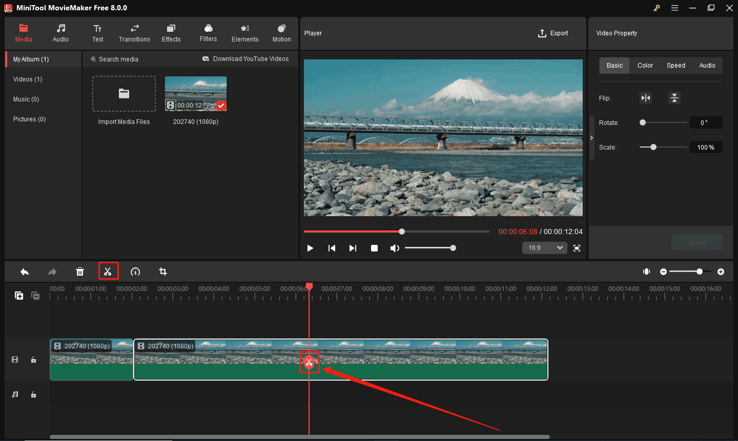 MiniTool MovieMakerで動画を分割する