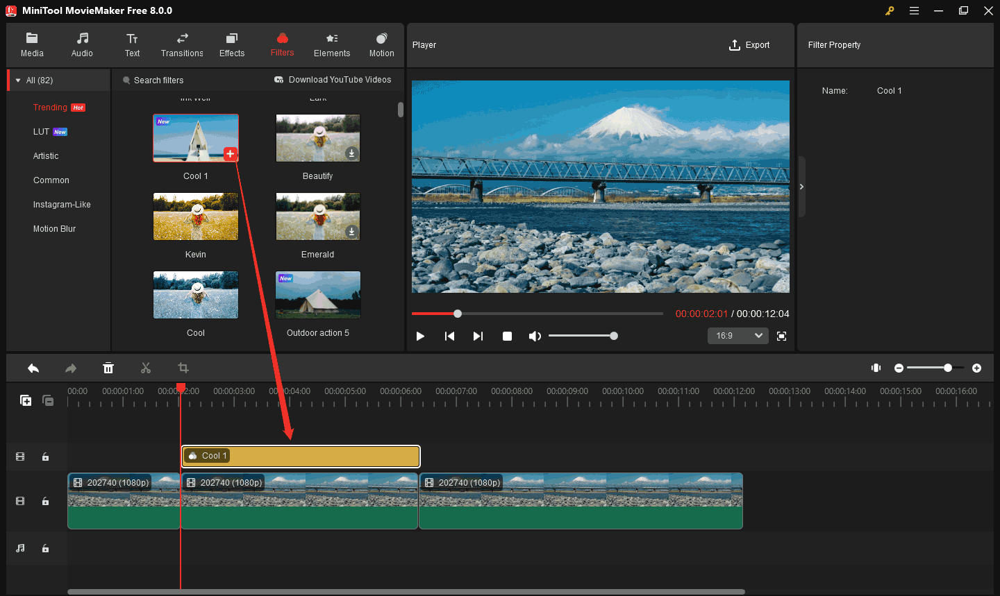 MiniTool MovieMakerで動画にフィルターを追加する