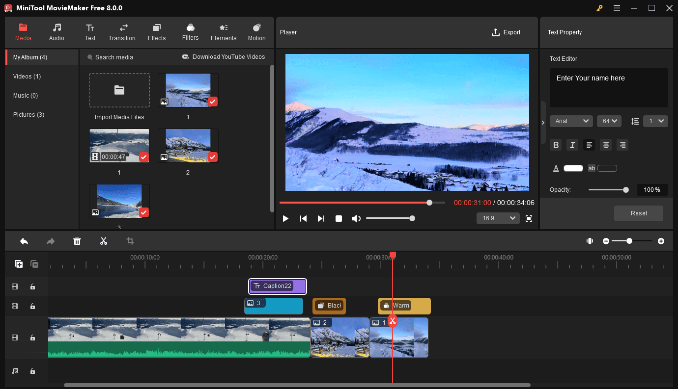 Edit your video and picture in MiniTool MovieMaker