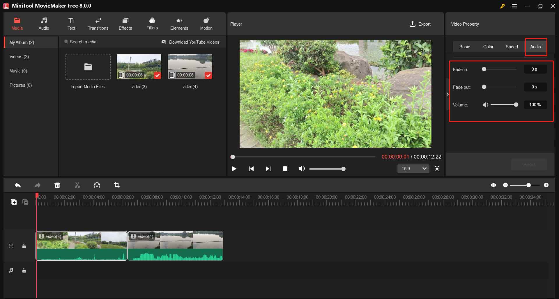 Edit video audio in MiniTool MovieMaker