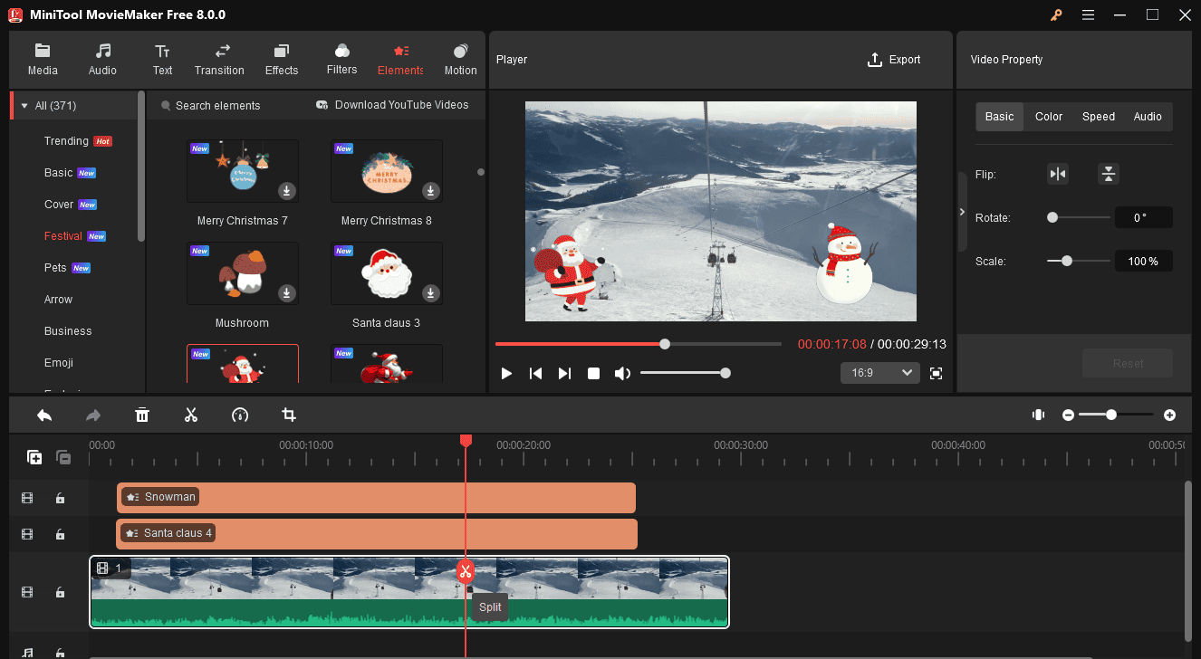 Split a video in MiniTool MovieMaker