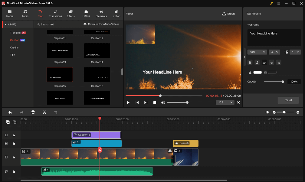 Make YouTube video with MiniTool MovieMaker