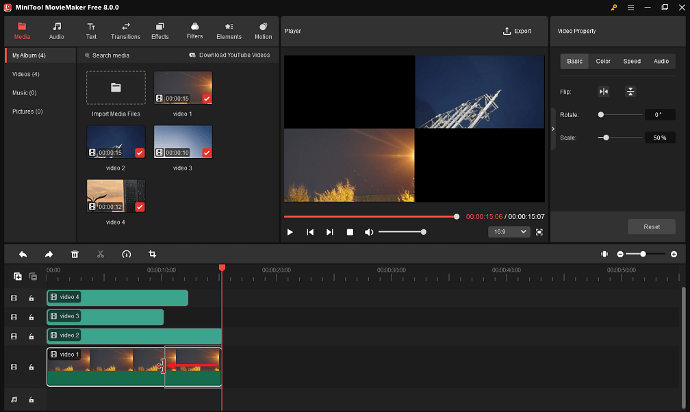 Videos in MiniTool MovieMaker zuschneiden