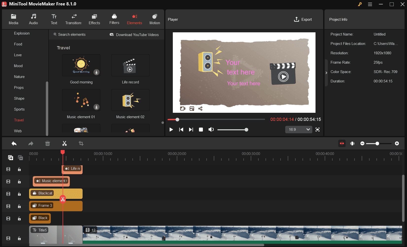 Edit the title card in MiniTool MovieMaker