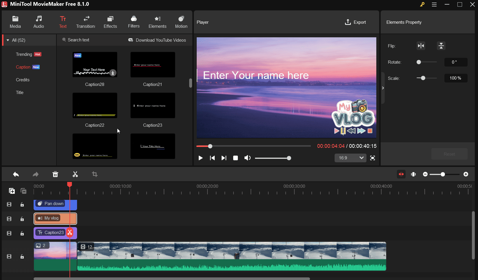 Create a custom title card in MiniTool MovieMaker