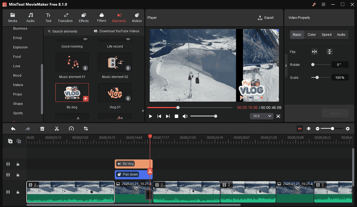 Edit your videos and images video in MiniTool MovieMaker