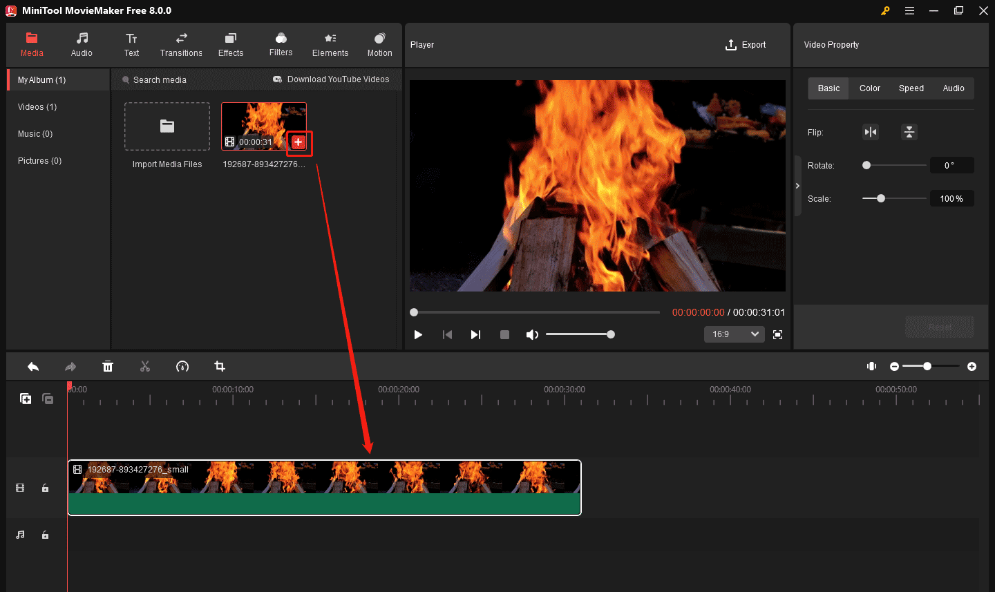 MiniTool MovieMakerで動画をタイムラインに追加する