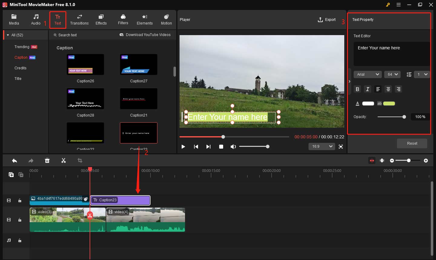 Add text annotation and edit it in MiniTool MovieMaker