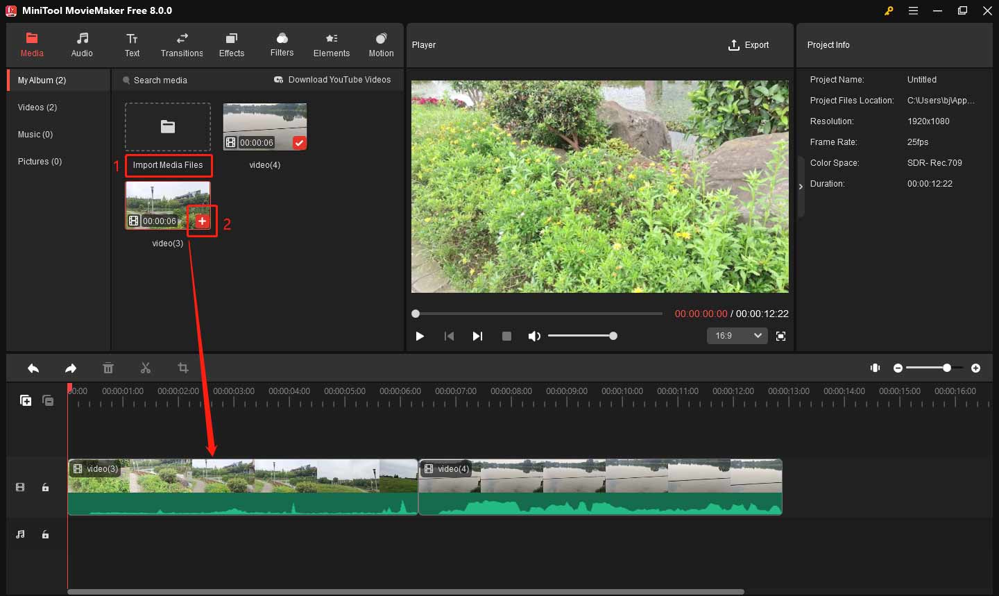 Import your video and add it to the timeline in MiniTool MovieMaker