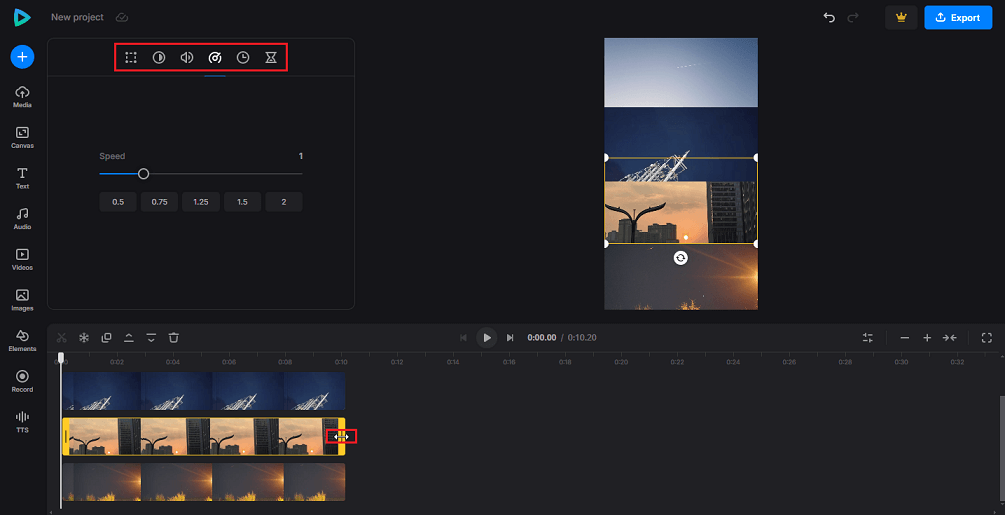 Put 4 videos in one screen and edit them with Clideo