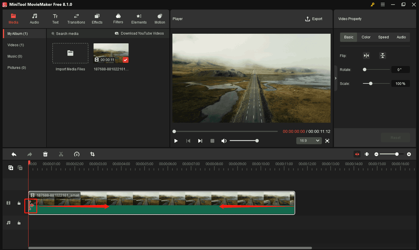 MiniTool MovieMakerで動画をトリミングする