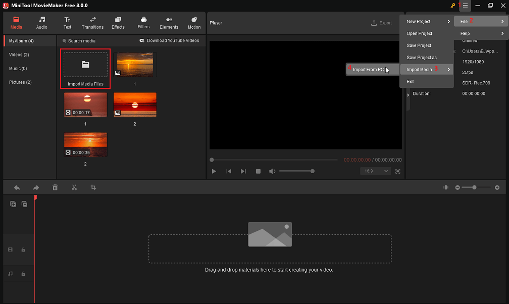 MKVファイルをMiniTool MovieMakerにインストールする