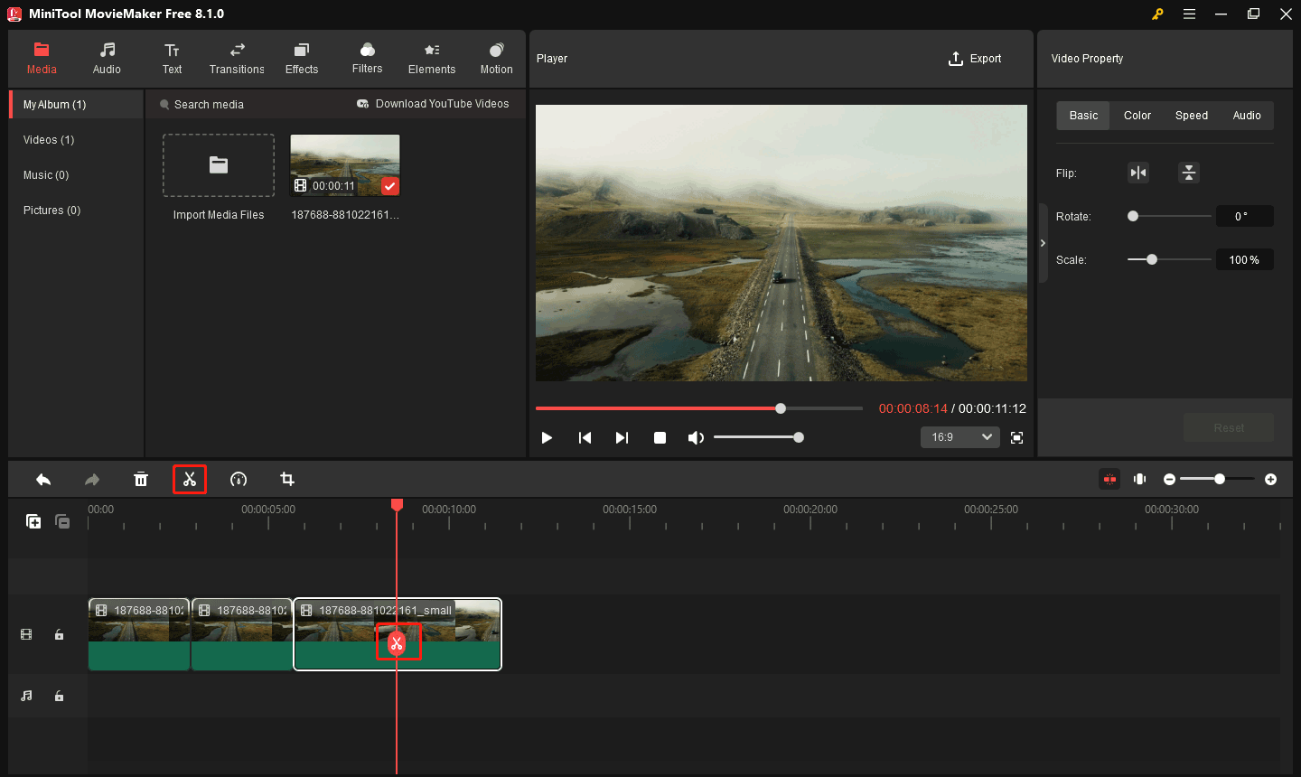 MiniTool MovieMakerで動画をカットする