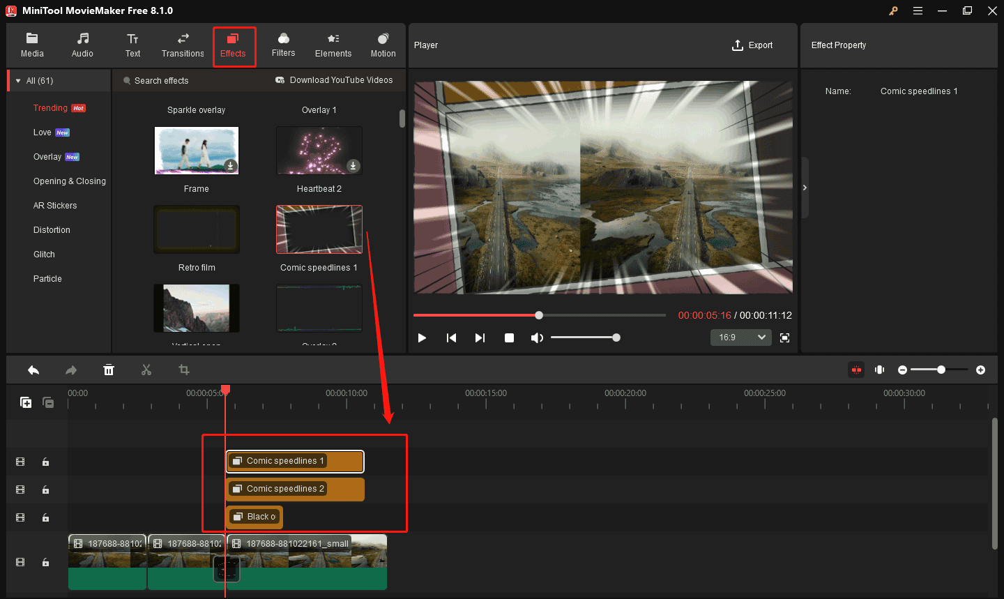 MiniTool MovieMakerで動画にエフェクトを追加する