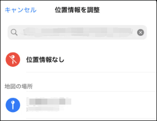 「位置情報を調整」オプションで「位置情報なし」を選択