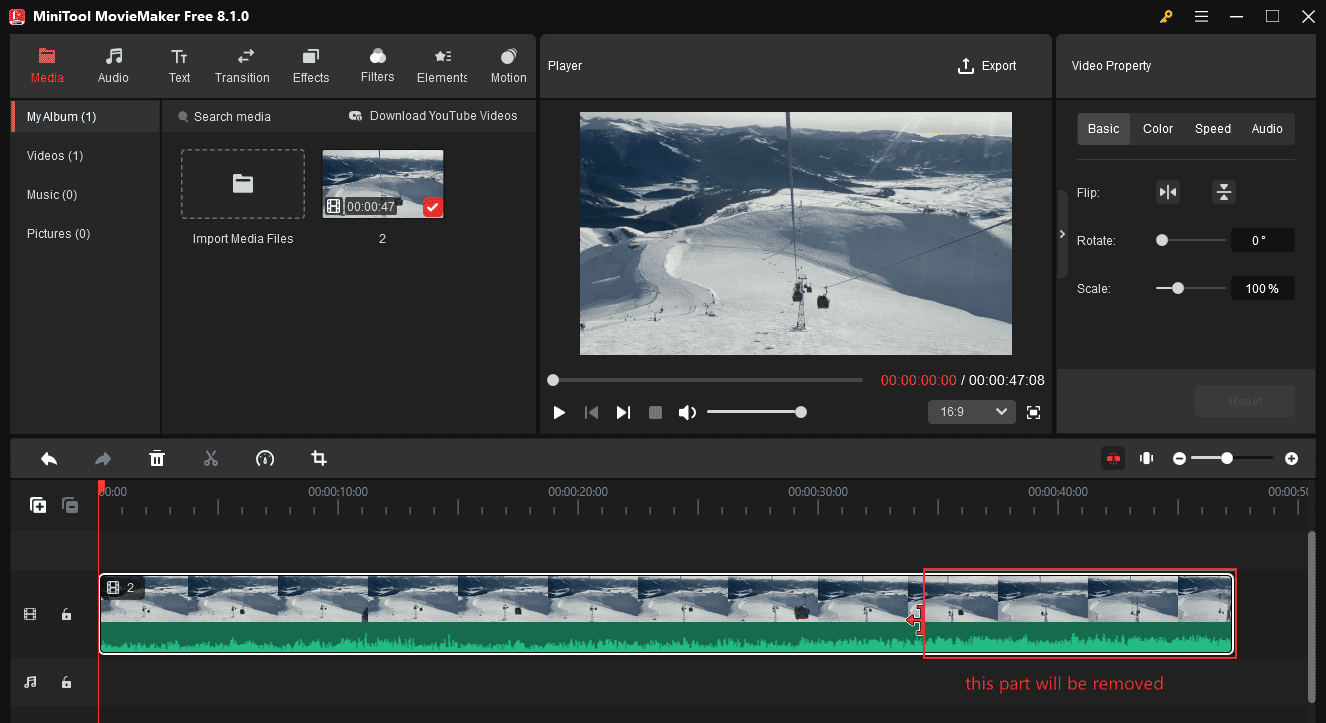 Trim a video for Twitter using MiniTool MovieMaker