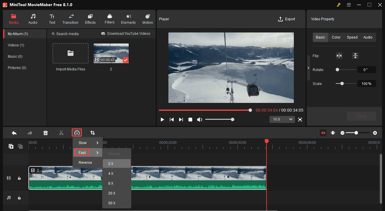 Speed up video to make it shorter in MiniTool MovieMaker