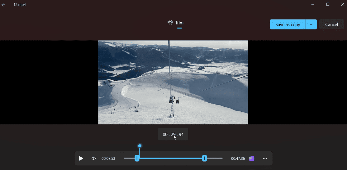 Trim a video in the Windows 11/10’s Photos app