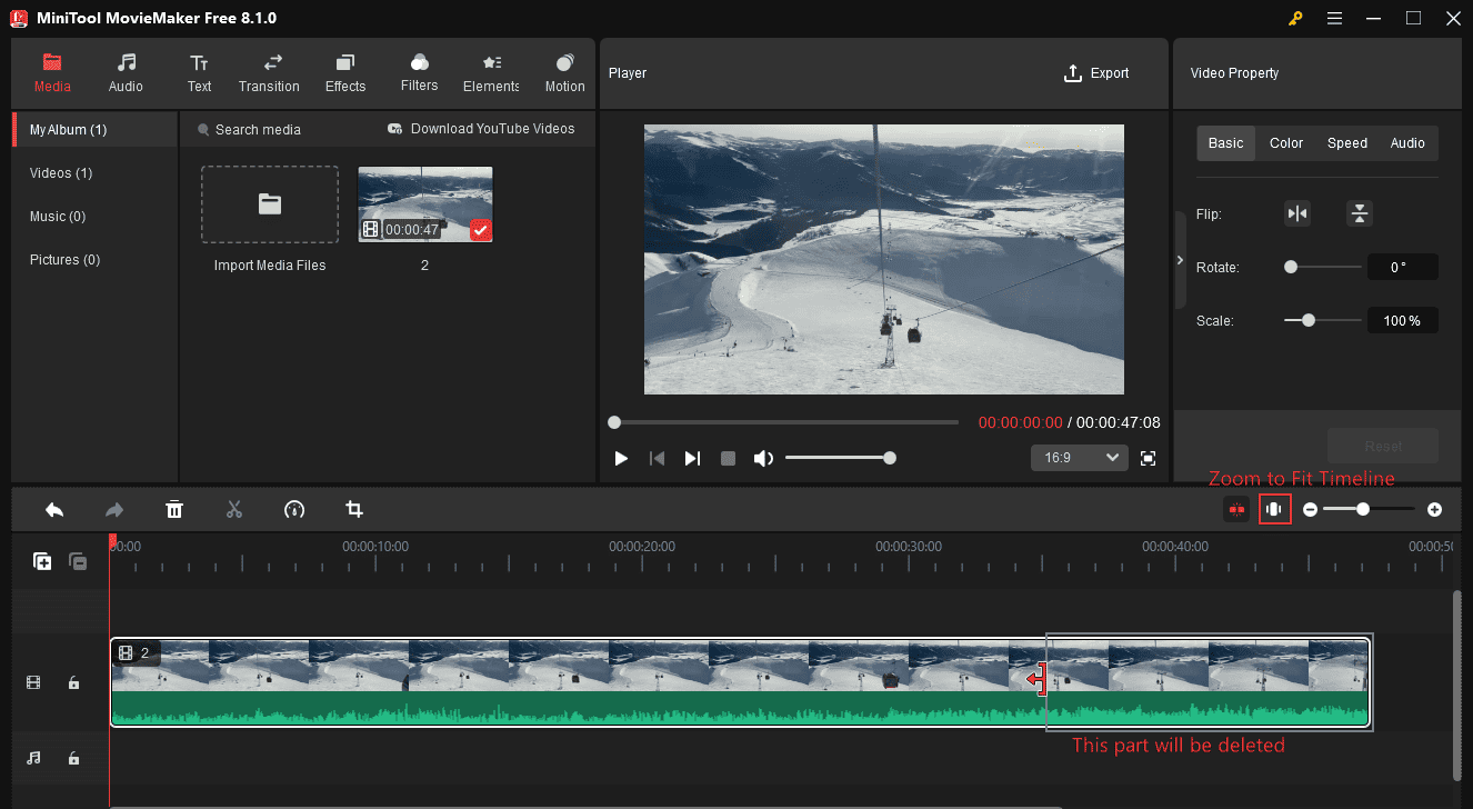 Trim a WebM video in MiniTool MovieMaker