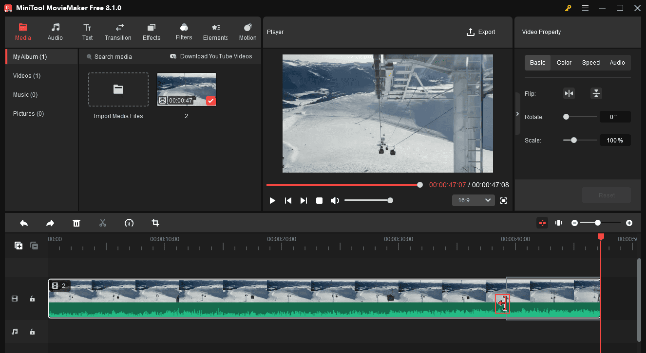 Trim a video in MiniTool MovieMaker