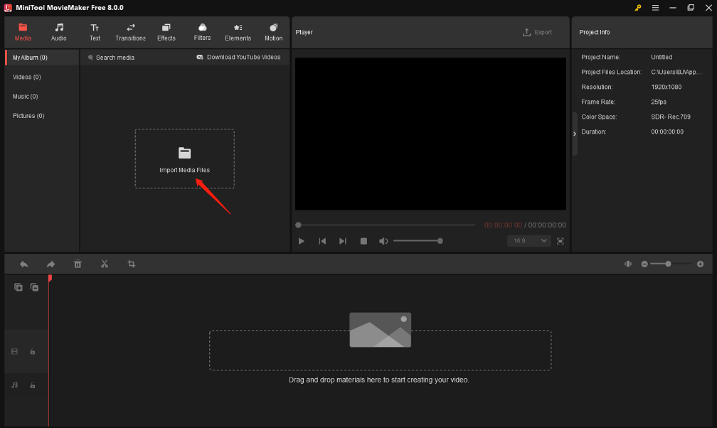 Import media files into MiniTool MovieMaker