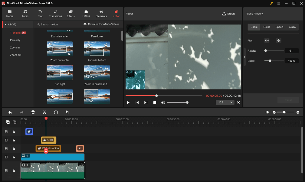 Overlay other visual effects onto the video in MiniTool MovieMaker