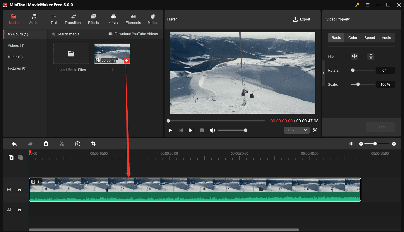 klicken Sie in MiniTool MovieMaker auf Mediendateien importieren