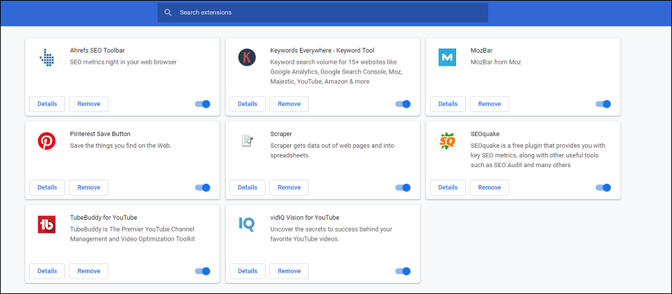 Chromeの拡張機能を確認