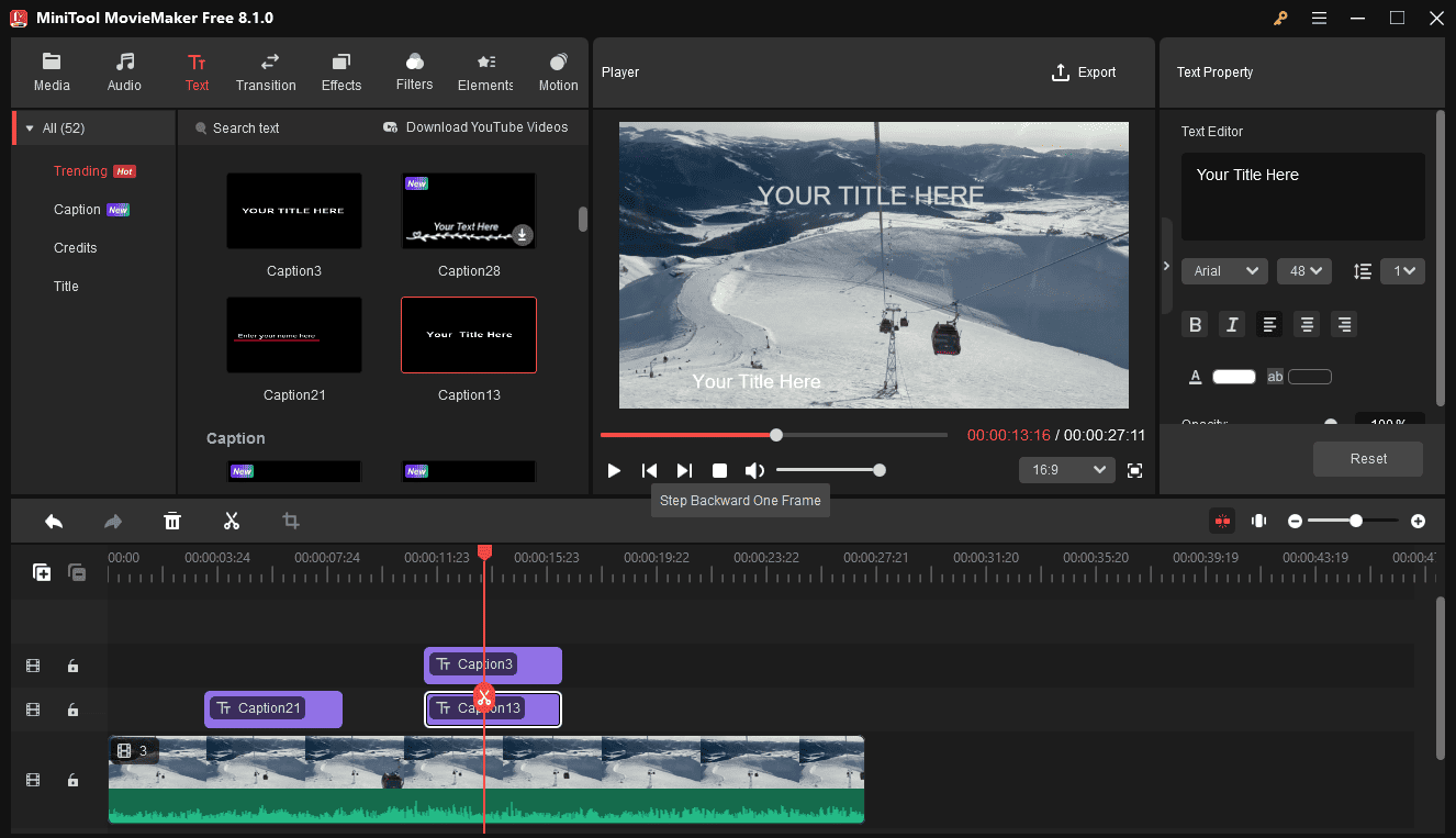 Add and edit text for video in MiniTool MovieMaker