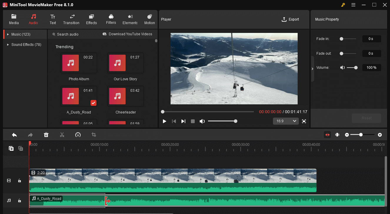 Audio zu AVI in MiniTool MovieMaker hinzufügen