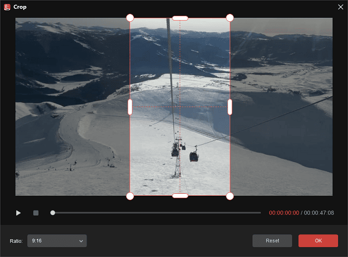 Crop video to 9:16 aspect ratio in MiniTool MovieMaker