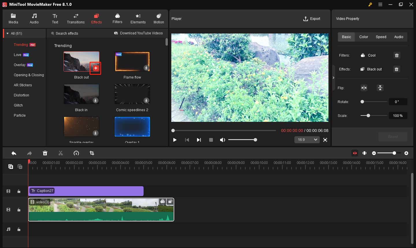 Appliquer des effets ou un filtre dans MiniTool MovieMaker