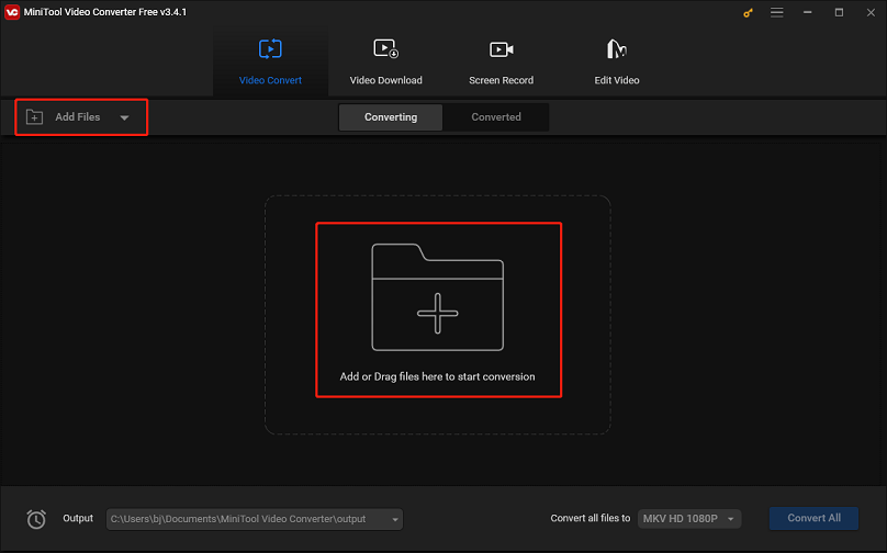 Importez votre enregistrement d'écran dans MiniTool Video Converter