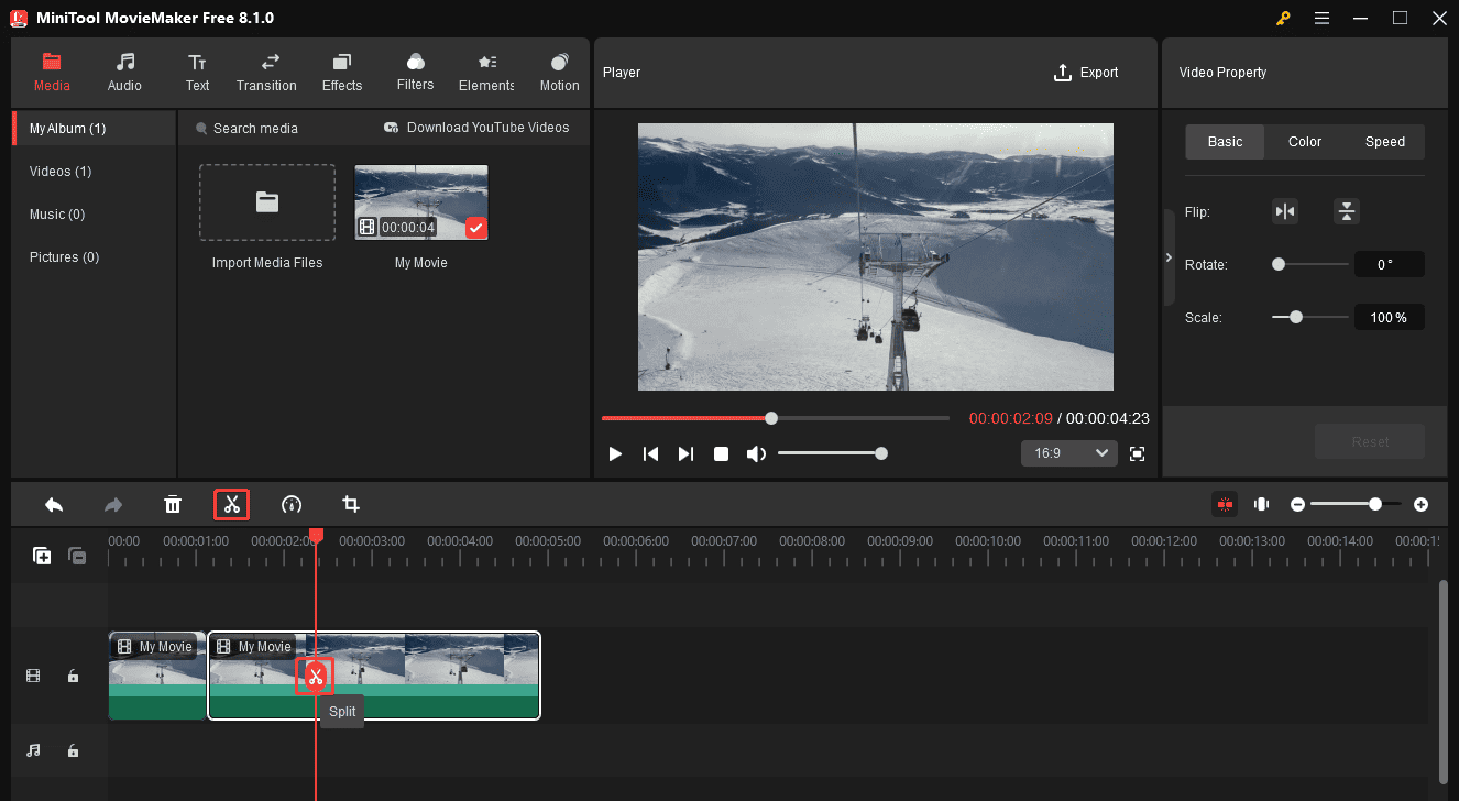 Split a GIF into parts in MiniTool MovieMaker