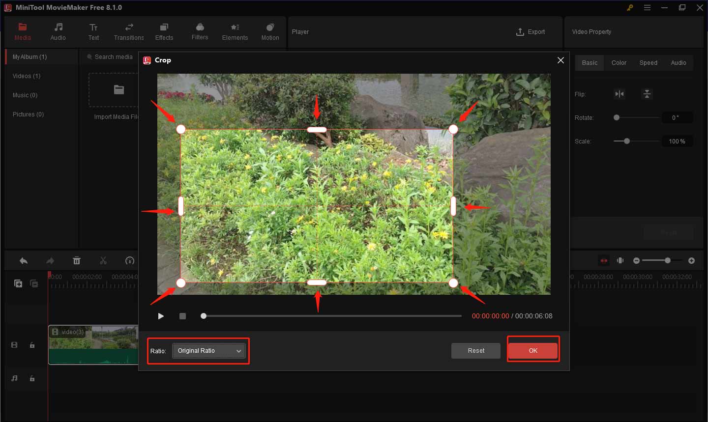 Crop the video in MiniTool MovieMaker