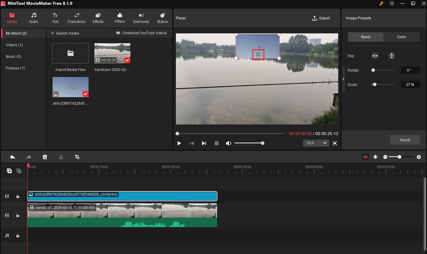 Move image to hide the watermark in MiniTool MovieMaker