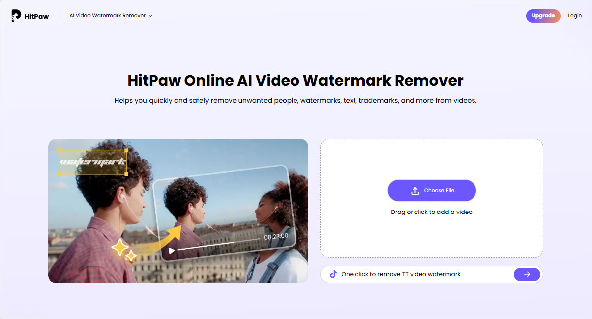 Upload a video to HitPaw Online Video Watermark Remover