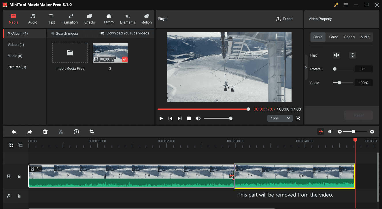 Trim an MKV video in MiniTool MovieMaker