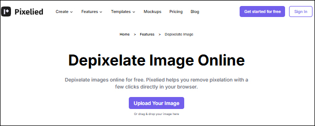 The interface of Pixelied