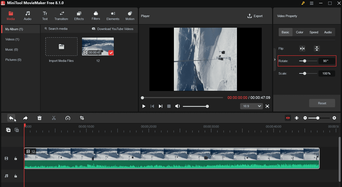 Rotate MKV video in MiniTool MovieMaker