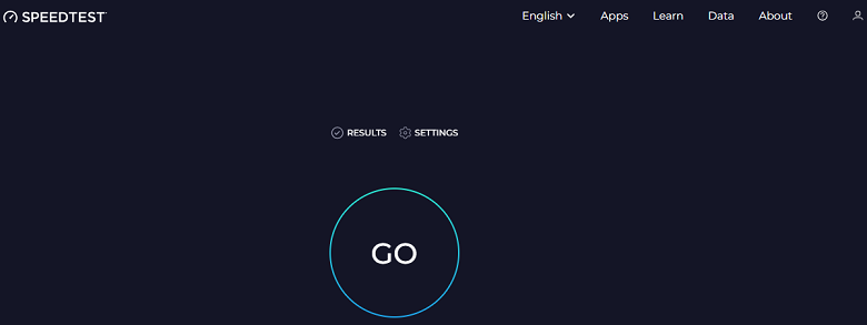 Click the Go button on the Speedtest by Ookla homepage