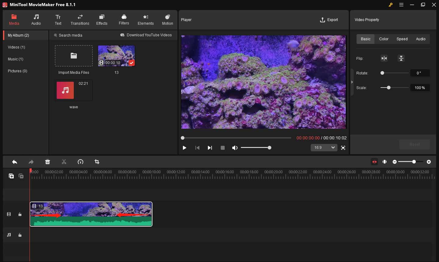 Recortar un vídeo en MiniTool MovieMaker
